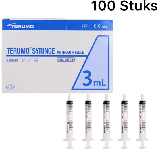 Terumo - Spuit Zonder Naald - Doseerspuit - Maat aanduiding - Spuiten - Injectie Spuit - 3 ml - 100 Stuks - Mega Voordeelverpakking