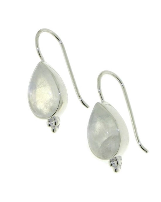 SilverGems Zilveren oorhangers met Regenboog maansteen edelstenen