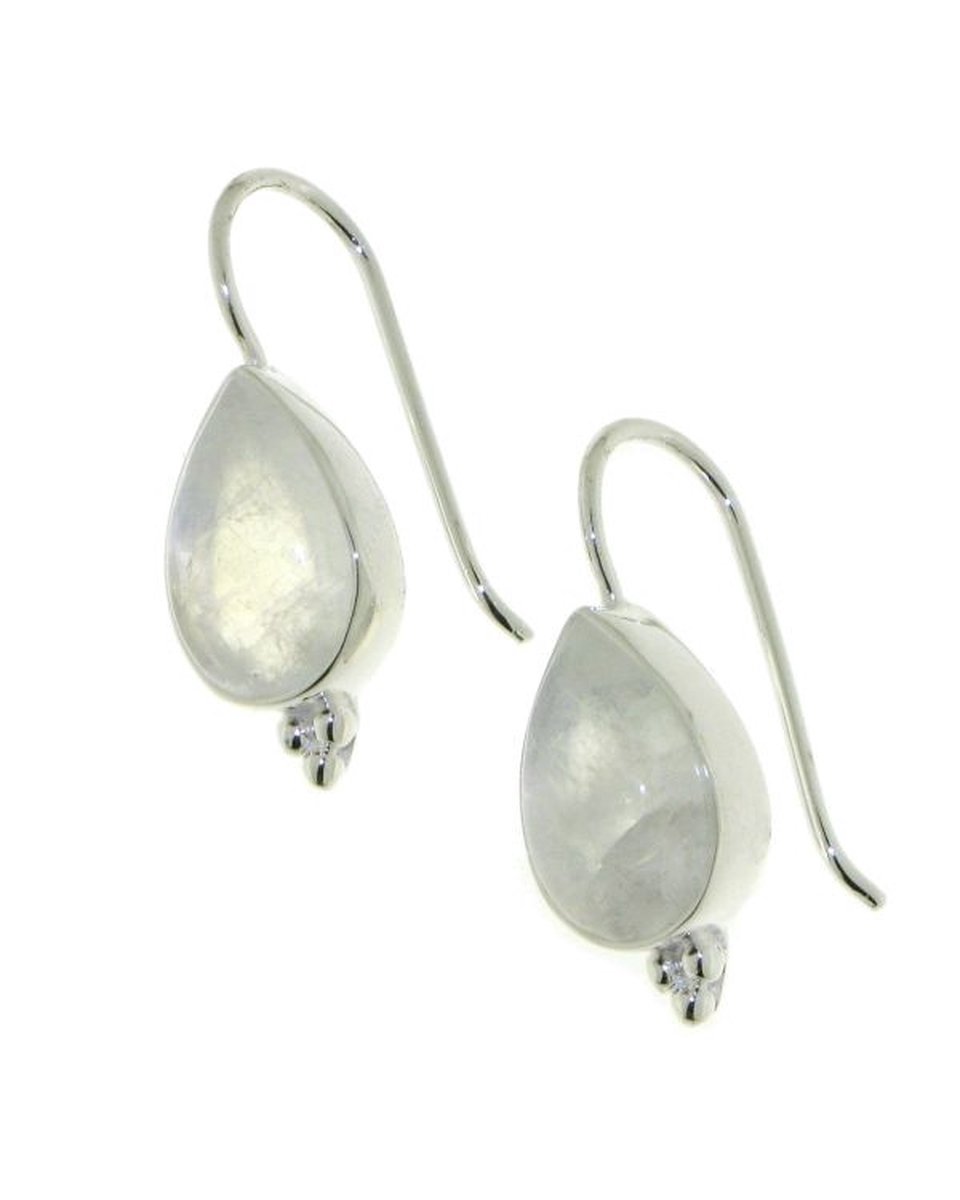 SilverGems Zilveren oorhangers met Regenboog maansteen edelstenen