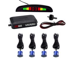 Cartronix Parkeersensoren - Set van 4 - Display met piepsignaal - Bereik 0,3-2,5 m - Incl. 22 mm boor - Koningsblauw