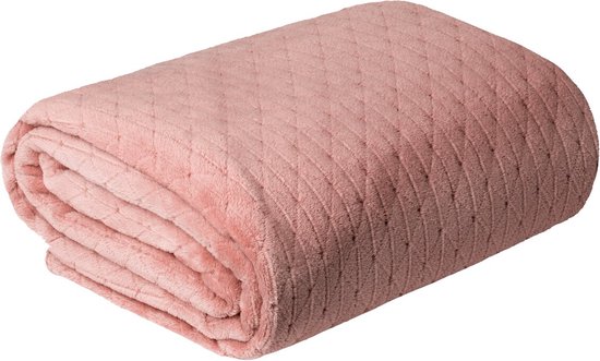 Oneiro’s Luxe Plaid CINDY Type 4 roze - 170 x 210 cm - wonen - interieur - slaapkamer - deken – cosy – fleece - sprei