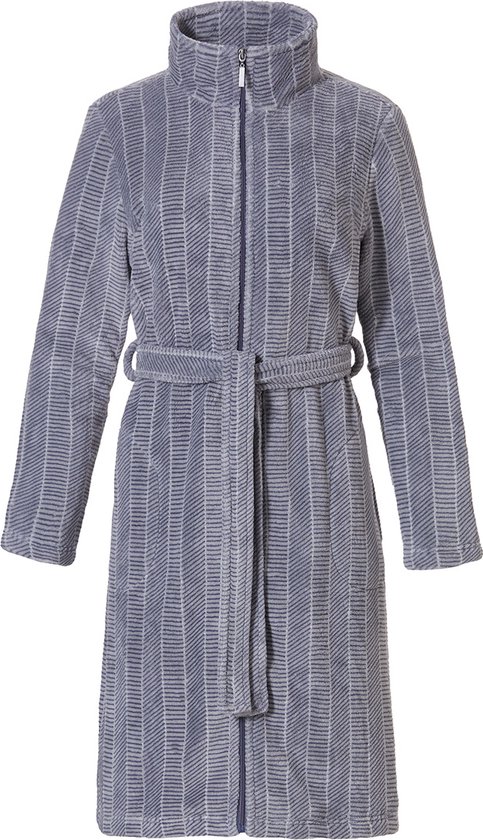 Dames badjas grijs met rits - Pastunette - fleece - zacht & warm - ritssluiting badjas dames - maat XL (48/50)