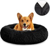 Behave Hondenmand Deluxe - Maat S - 50 cm - Hondenkussen - Hondenbed - Donutmand - Wasbaar - Fluffy - Donut - Zwart