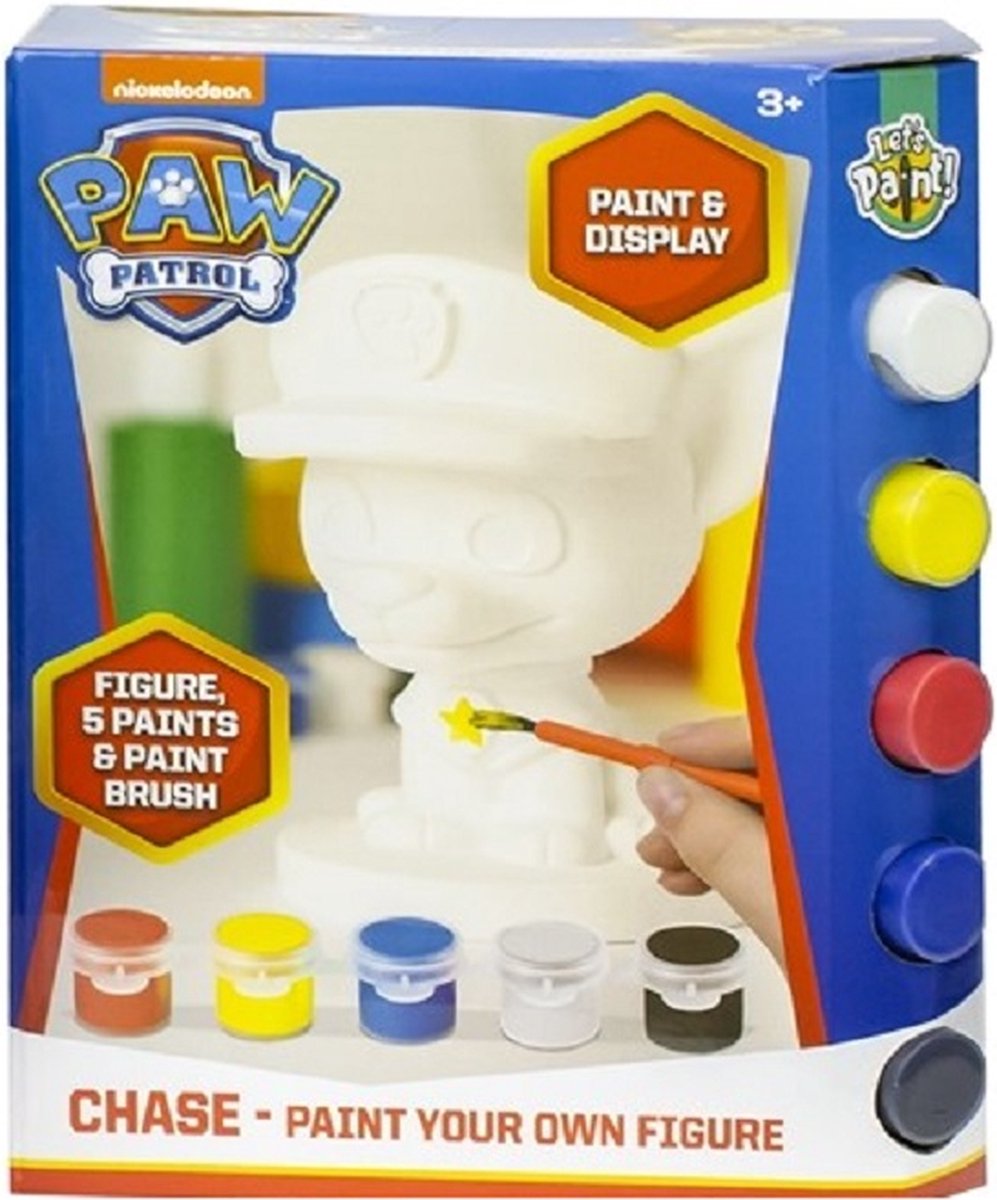 Figurine Paint Paw Patrol Chase - 14 x 19 cm - Peinture incluse - Avec  pinceau