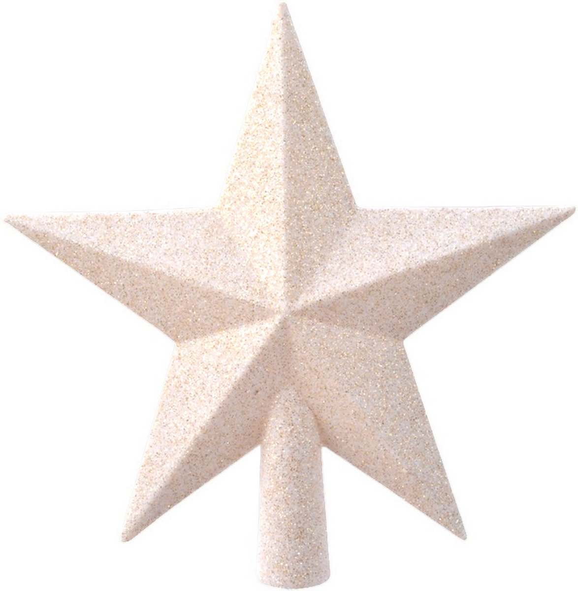 Decoris kerstboom piek - ster vorm - wol wit - glitter - 19 cm - kunststof - kerstpiek
