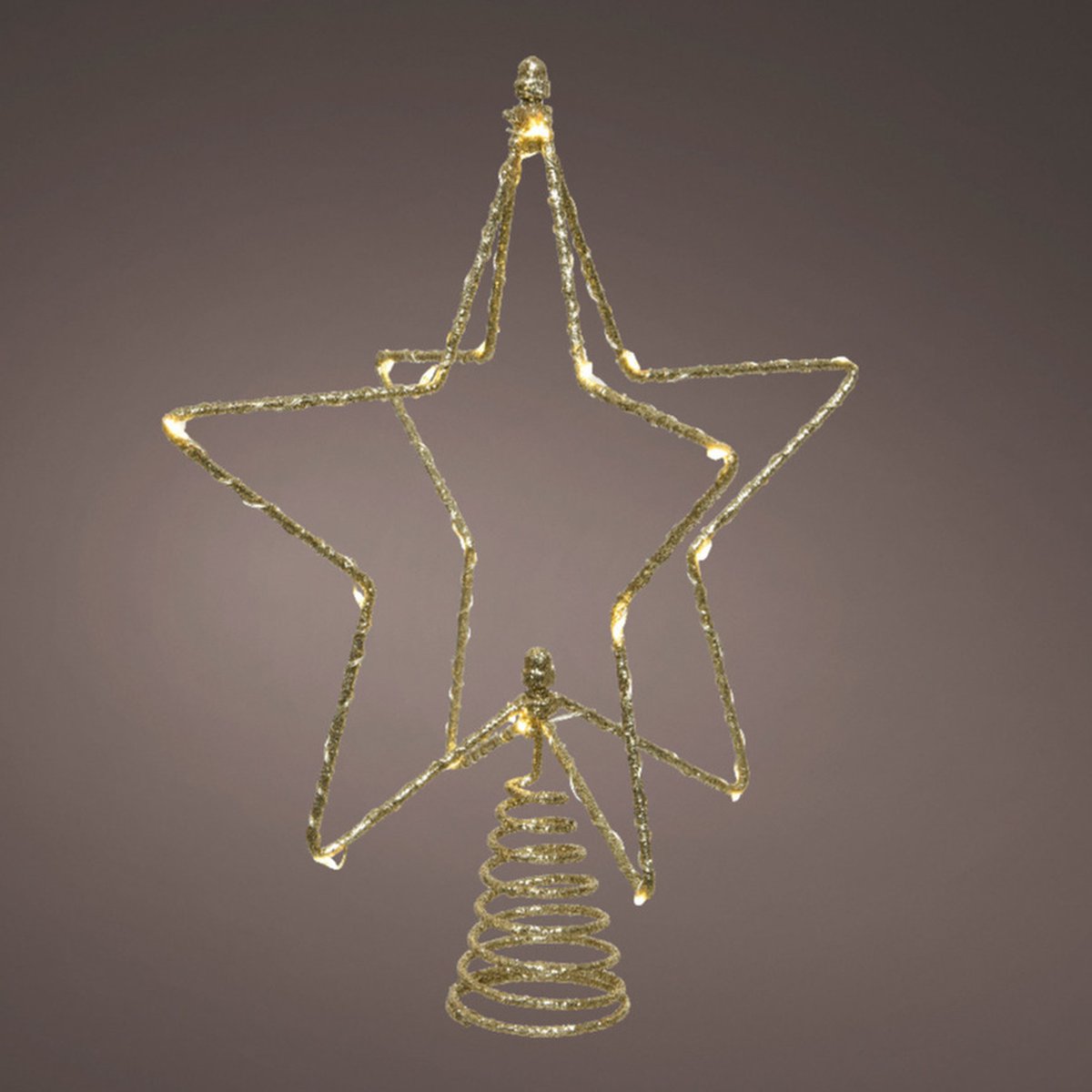 Kerstboom ster piek/topper met LED verlichting warm wit 25 cm met 20 lampjes - LED verlichte pieken - kerstversiering – foto 2