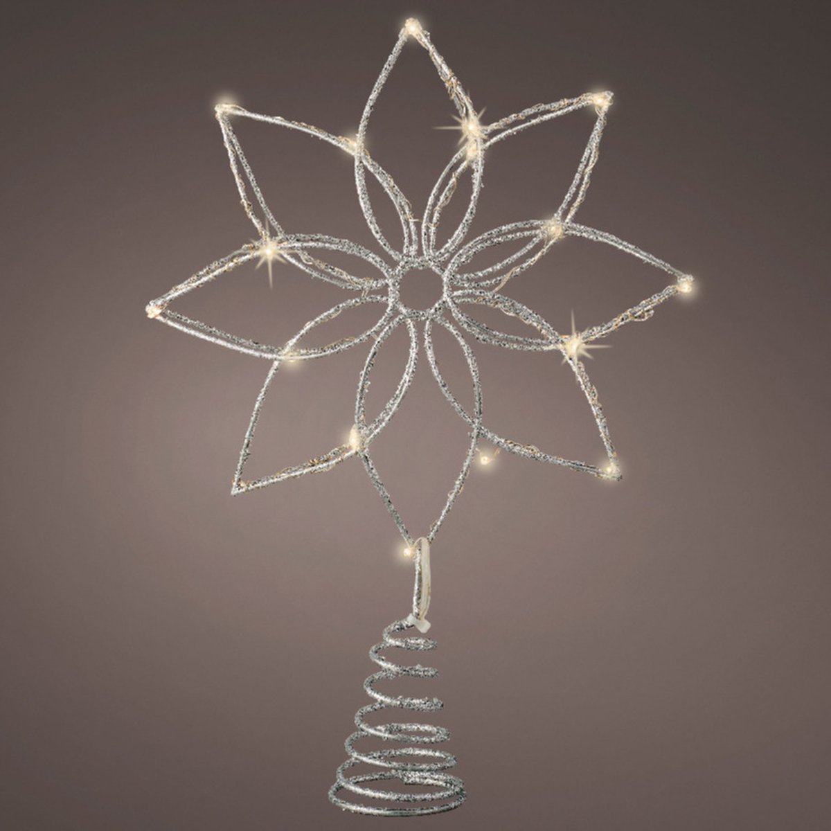 Decoris Kerstboompiek ster bloem - 27 cm - LED verlichting - warm wit - 20 lampjes – foto 2