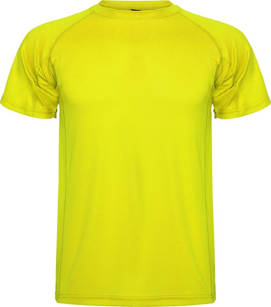 Fluor Geel unisex sportshirt korte mouwen MonteCarlo merk Roly maat XL