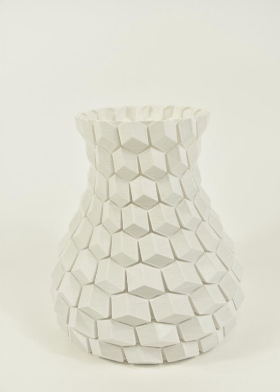 Oneiro’s Luxe Vaas Honingraatvaas wit, 3d geprint D20 H22cm– binnen – buiten – luxe – accessoires – tuin – decoratie – bloemen – voor binnen – keramiek