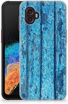 Backcase Siliconen Hoesje Geschikt voor Samsung Galaxy Xcover 6 Pro Telefoonhoesje Wood Blue