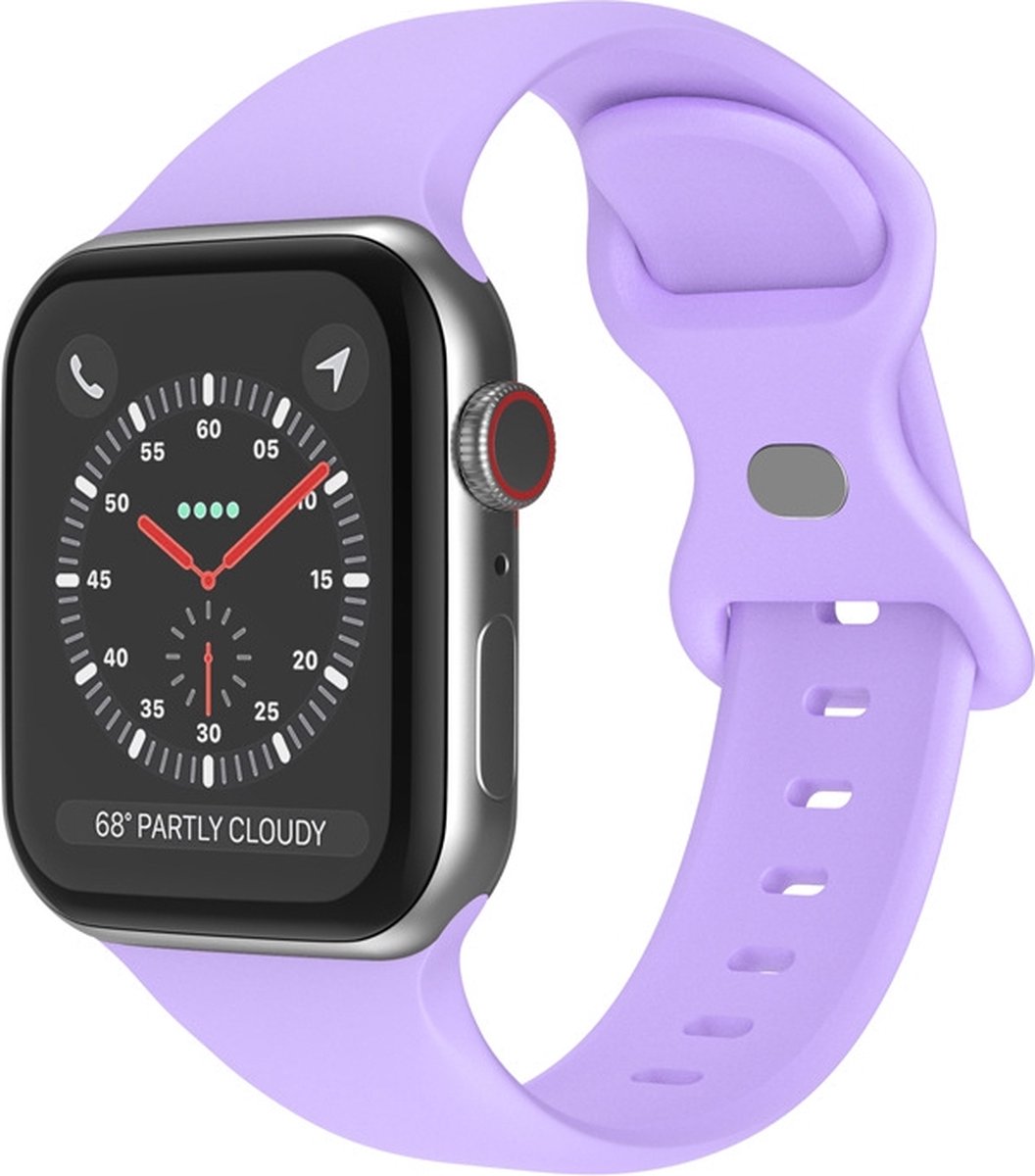Geschikt voor Apple Watch Bandje 38/40/41mm - Siliconen Vlinder - Paars S/M