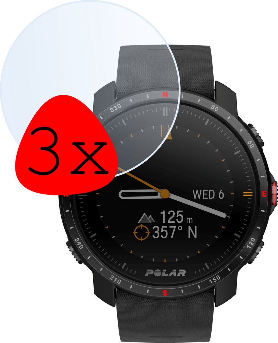 Screenprotector - 3 Stuks Geschikt voor Polar Grit X Pro - Extra Sterk - Tempered Glass - Gehard Glas - Beschermglas Screen Cover - Bescherm Protector voor Smartwatch