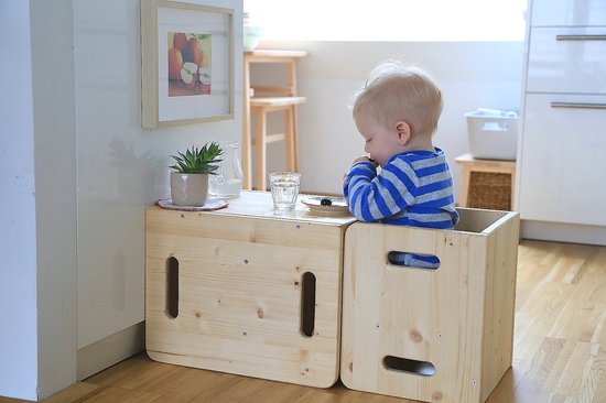 Manine Montessori Set de 2 Chaises Cube - Chaise et/ou Table Enfant -  Grandit avec... | bol