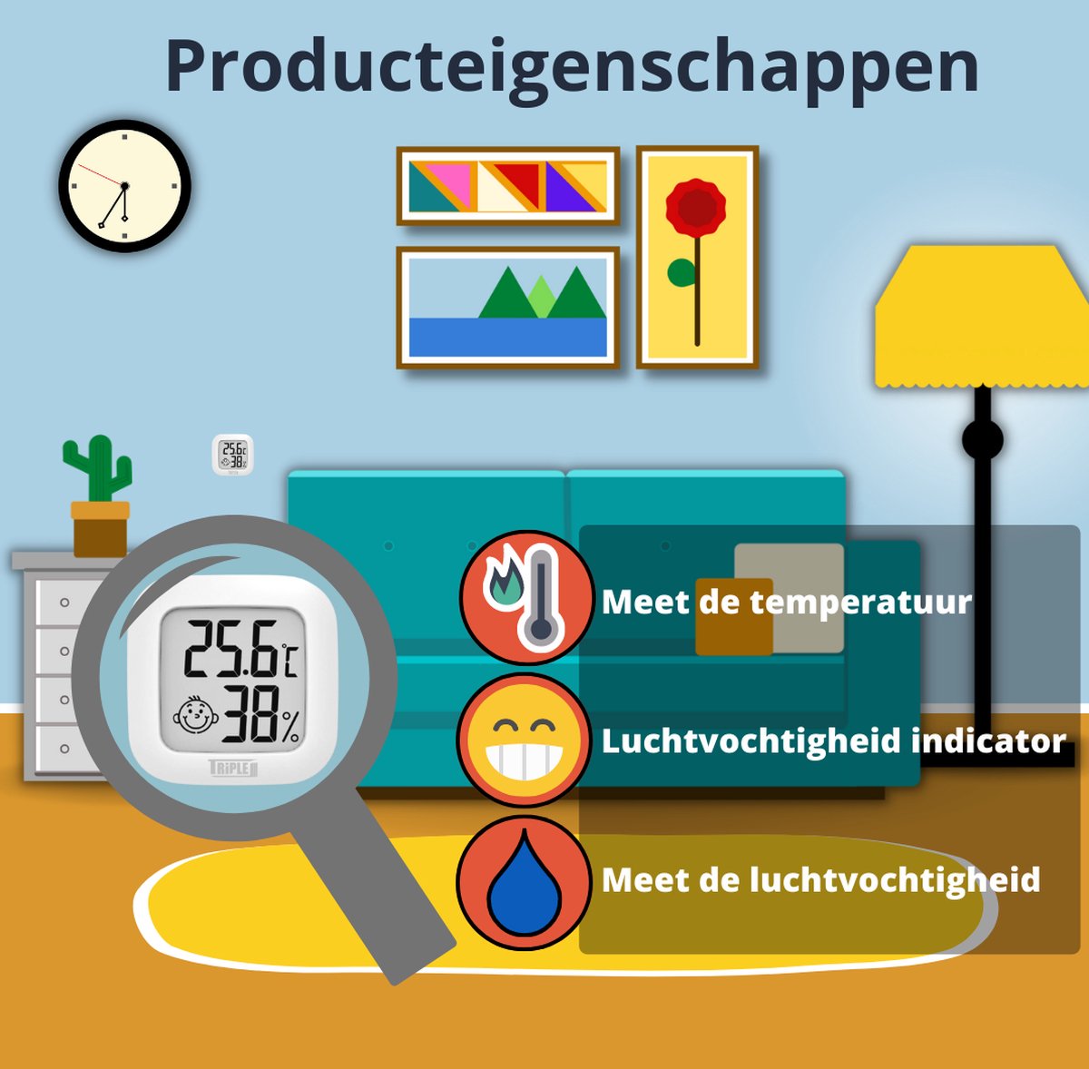 Hygrometer Thermometer binnen digitaal Hygrometer binnen incl