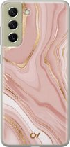 Samsung S21 FE hoesje - Rose Marble - Marmer - Roze - Soft Case Telefoonhoesje - TPU Back Cover - Casevibes