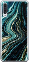 Samsung A50 hoesje - Blue Marble Waves - Marmer - Blauw - Soft Case Telefoonhoesje - TPU Back Cover - Casevibes