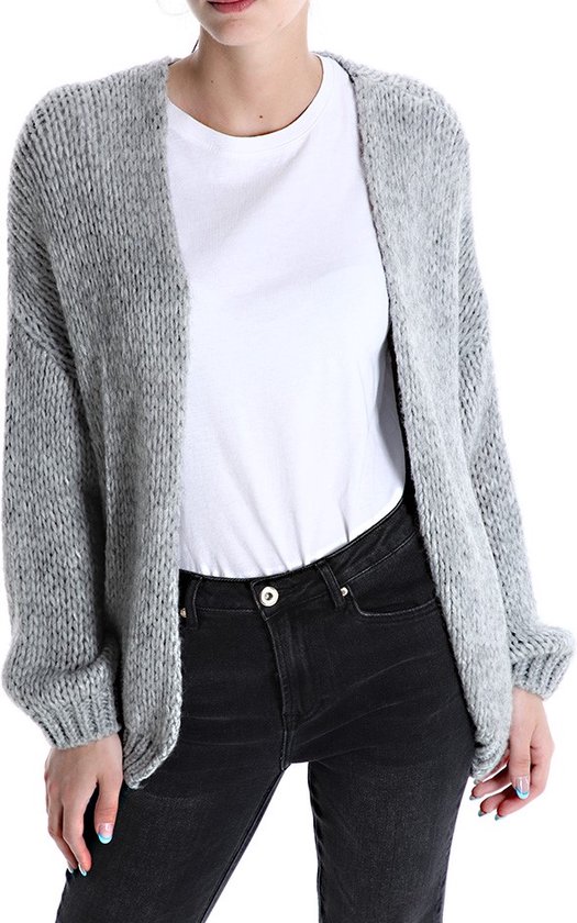Urban GoCo Gebreid damesvest met lange mouwen, waterval, gebreide jas
