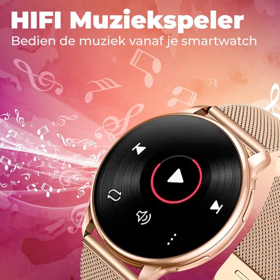 Fance S20 Smartwatch - Rosé goud - Smartwatch Dames & Heren - HD Touchscreen - Horloge - Stappenteller - Bloeddrukmeter - Saturatiemeter - Fance