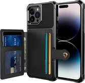 Just in Case Magnetic Card Holder Hybrid Case hoesje voor iPhone 14 Pro - zwart
