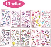 Neptattoo - Eenhoorn - Unicorn - 10 Vellen - 90 Tattoos - Roze / Paars - Plaktattoo