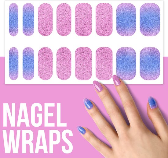 By Emily - Nagel wrap - Soft Pink tips with Blue | 16 stickers | Nail wrap | Nail art | Trendy | Design | Nagellakvrij | Eenvoudig | Nagel wrap |...
