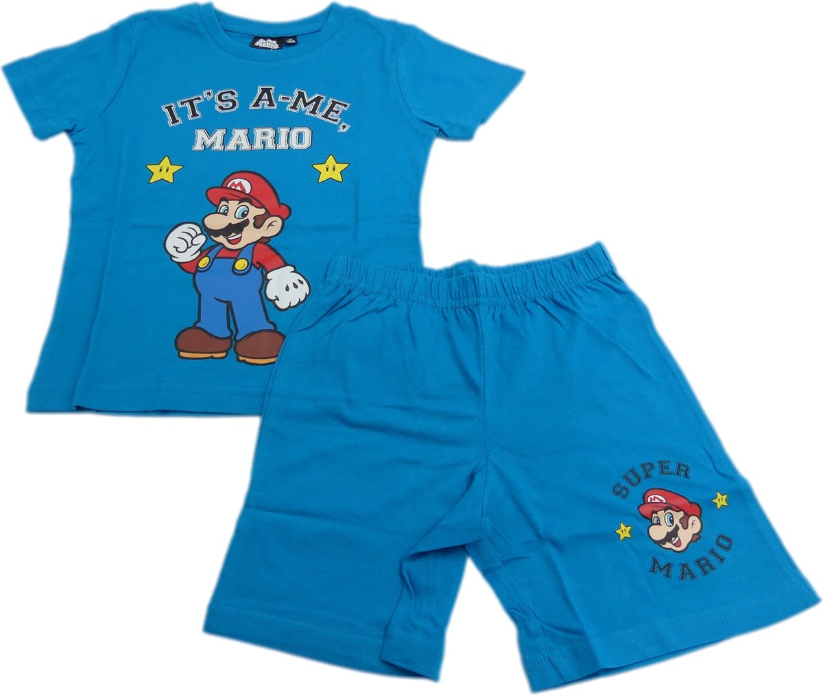 Super Mario pyjama - blauw - Maat 128 / 8 jaar