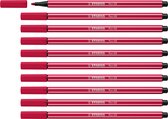 STABILO Pen 68 Viltstift Donkerrood - Doos 10 stuks