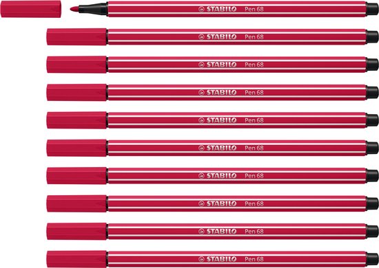 STABILO Pen 68 Viltstift Donkerrood - Doos 10 stuks