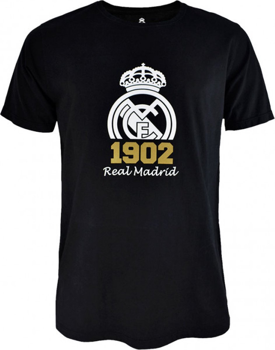 Real Madrid T-shirt 1902 volwassenen - maat L - zwart