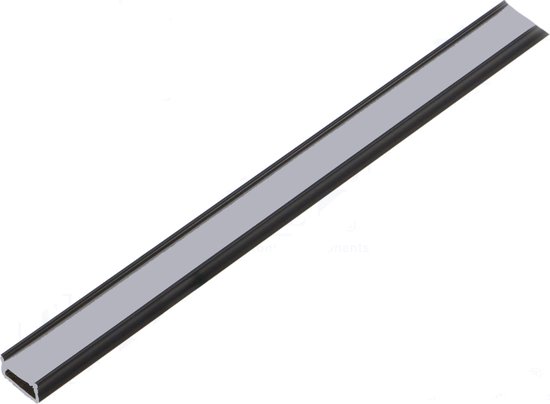 LED profiel - zwart - melk wit - 16 x 9.3 mm - Met afdekkapjes