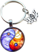 Porte-clés Ying & Yang & Ohm - Glas 3D - Balance - Porte- Charm - Porte-bonheur - Amulette