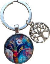 Sleutelhanger Tree Of Life Aquarel - Glas 3D - Amulet - Lucky Charm - Energie