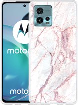 Motorola Moto G72 Hoesje White Pink Marble - Designed by Cazy