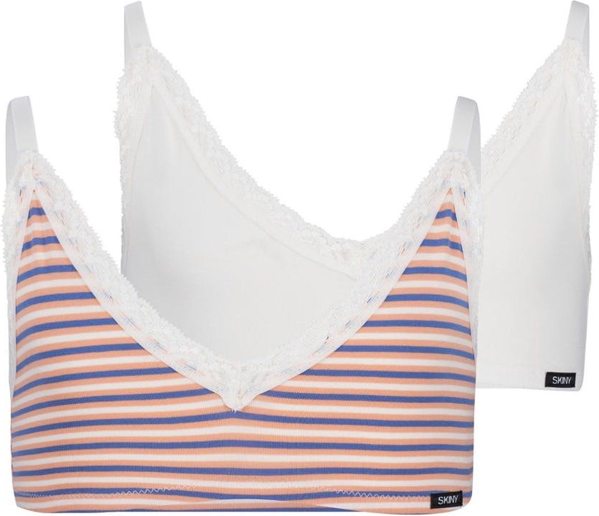 Skiny BH topje 2 Pack 'Blue'/'Beige'/'Orange' Katoen 176