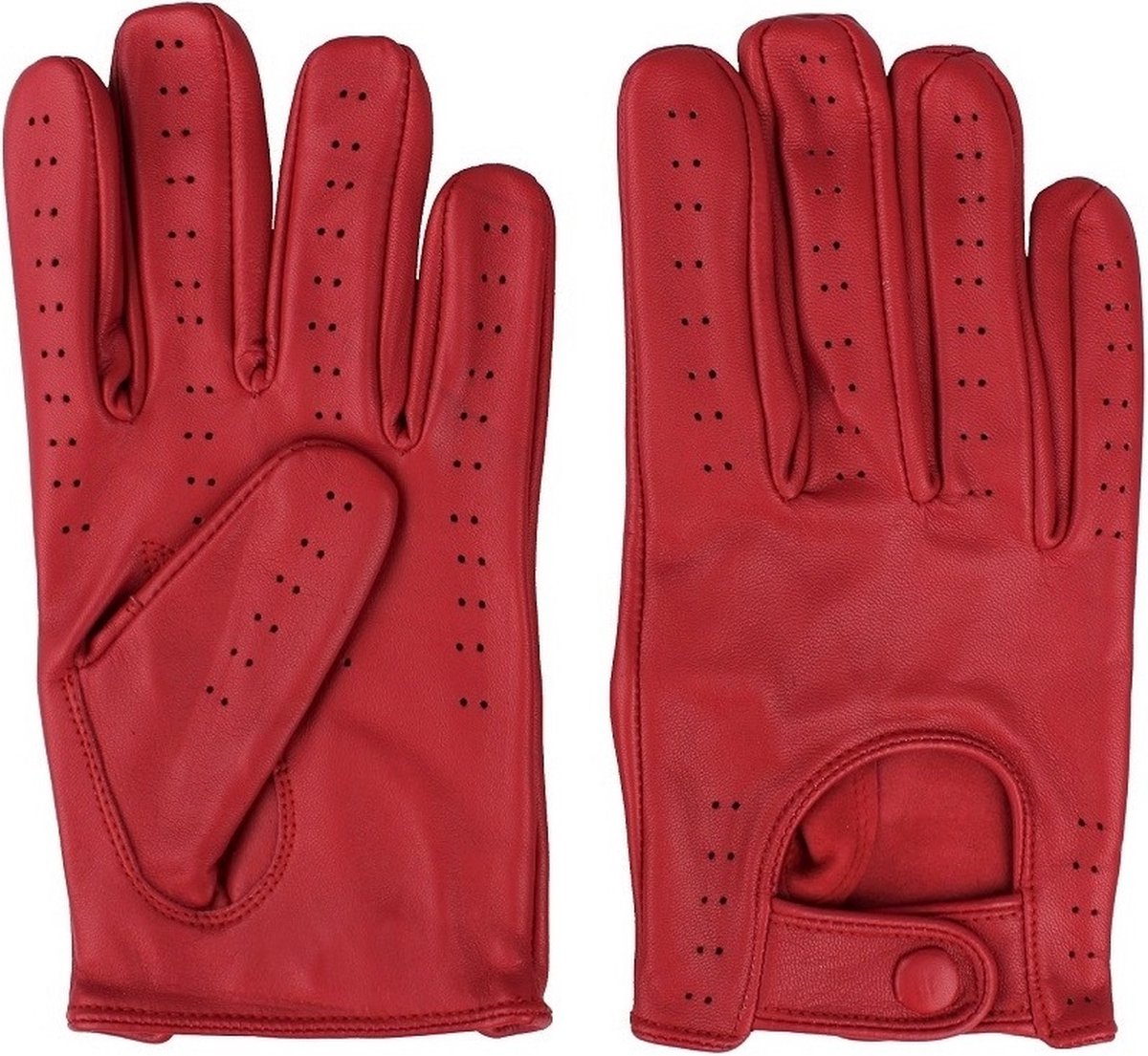 DriveLux™ Retro Racing - Leren Handschoenen Heren - Ruby Red - Leren Auto/Motor Handschoenen - Driving Gloves - Maat L (: 23,5 - 26,5 cm) - Ademend en Waterbestendig – Gemaakt van Lamsleer