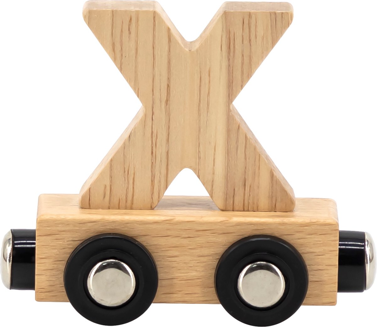Tryco Houten Naturel Lettertrein Letter X - Letterwagon voor Woorden en Naamtreinen - Stimuleert Creativiteit en Motoriek - Vanaf 3 Jaar
