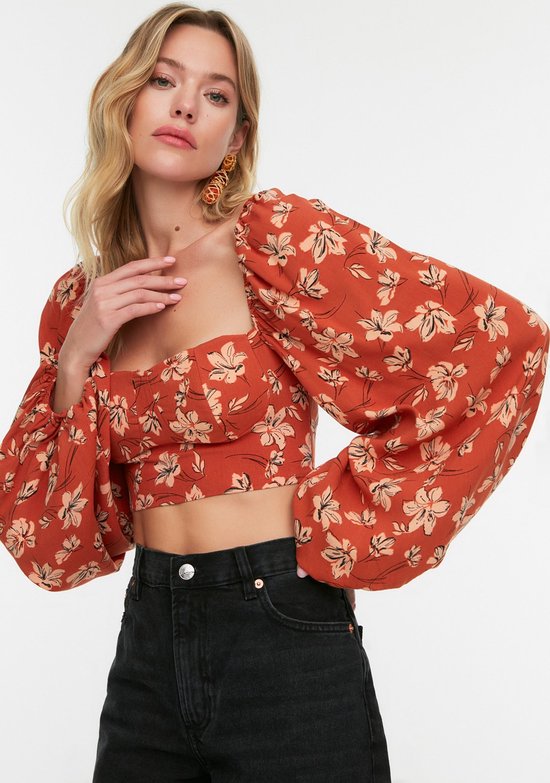 Trendyol Vrouwen Ballon mouw Aangerimpelde jurk Blouse