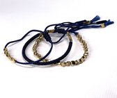 Tibetaanse Armbandenset - Handgevlochten - Blauw Goud - Lieve Jewels