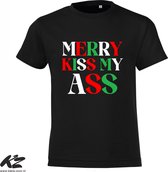 Klere-Zooi - Merry Kiss My Ass - Kids T-Shirt - 164 (14/15 jaar)