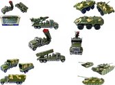 Militair voertuigen set - 5 stuks - militair vrachtwagen, Luchtverdediging wagen, tank, Pantserwagen