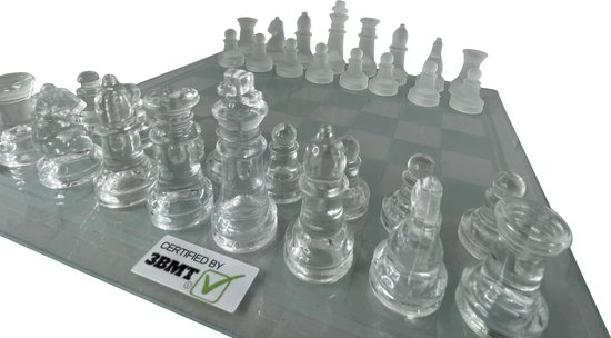 Zwart duizelig buitenaards wezen 3BMT Glazen schaakspel - van Mat en Helder glas - met Bord en Schaakstukken  | Games | bol.com