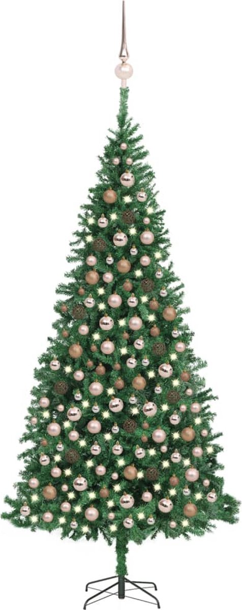 Prolenta Premium - Kunstkerstboom met LED's en kerstballen 300 cm groen