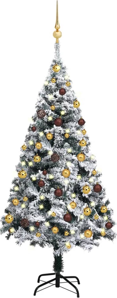Prolenta Premium - Kunstkerstboom met LED's en kerstballen 120 cm groen