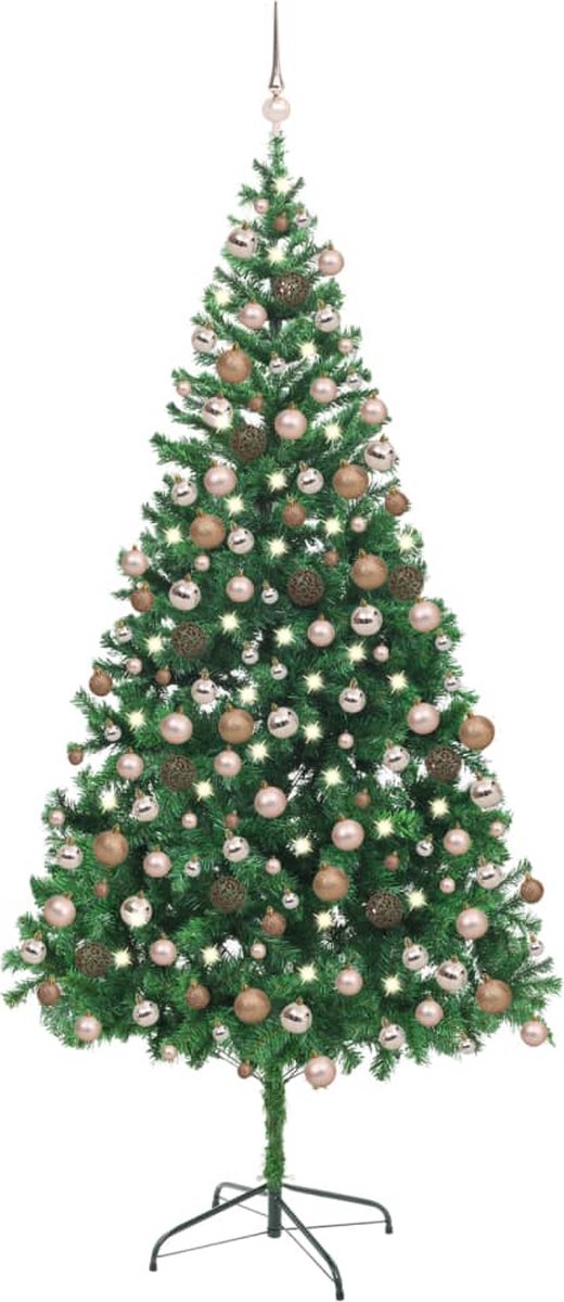 Prolenta Premium - Kunstkerstboom met LED's en kerstballen 910 takken 210 cm