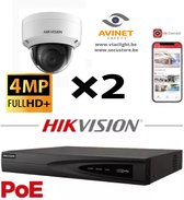 HIKVISION IP Camera Kit 2x Camera Lite Serie 6MP NVR 4xChannel POE- Harde Schijf 2Tb Naar Max 8x Camera