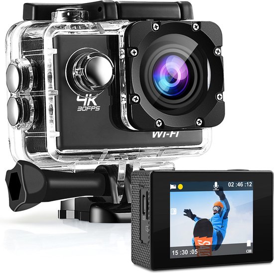 Strex Action Camera 4K 16MP - 60FPS / 30M Waterdicht / WiFi - Inclusief...