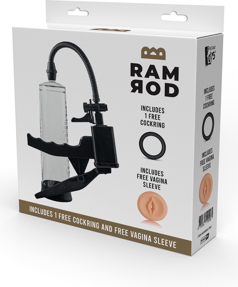Goedkoopste Dream Toys - Ramrod penispomp met knijphendel - Zwart