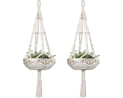 Nevi Macramé Plantenhanger Jute - Bloempot - Boho Handgeweve