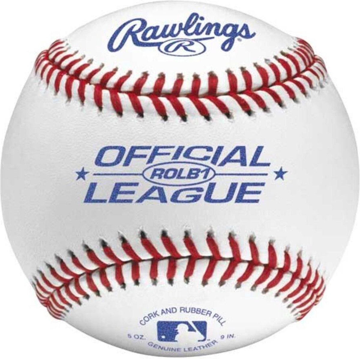 Rawlings - MLB - ROLB1 - Official - Leren Wedstrijdbal - Leather Game Baseball - 9 inch - Wit - Rawlings