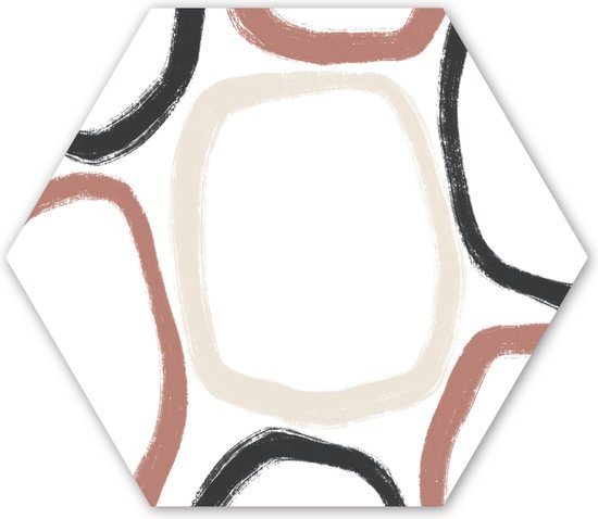 Hexagon wanddecoratie - Kunststof Wanddecoratie - Hexagon Schilderij - Minimalisme - Geometrische vormen - Pastel - Patronen - 75x65 cm